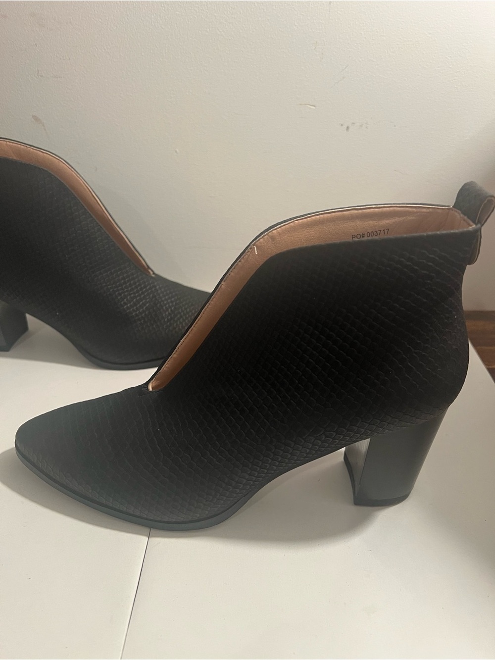 Women’s Black Textured V-Cut Ankle Boots